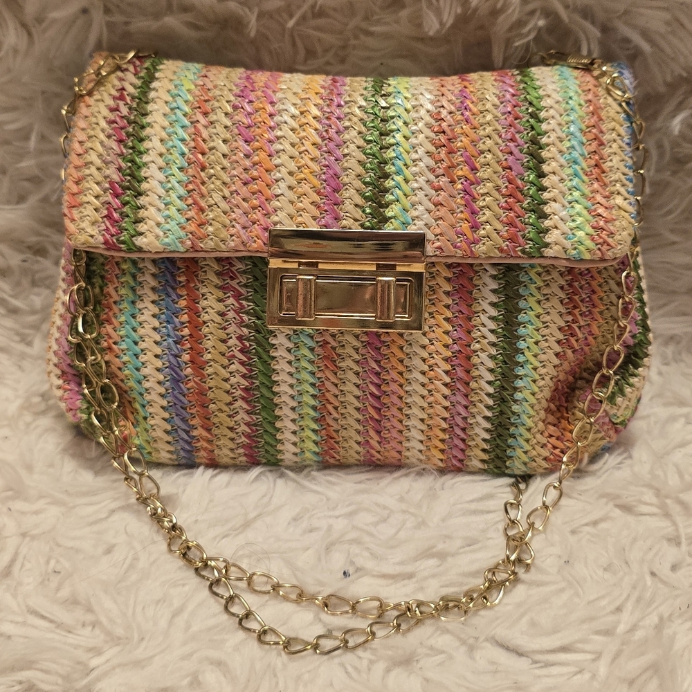 Multicolor Woven Chain Strap Bag